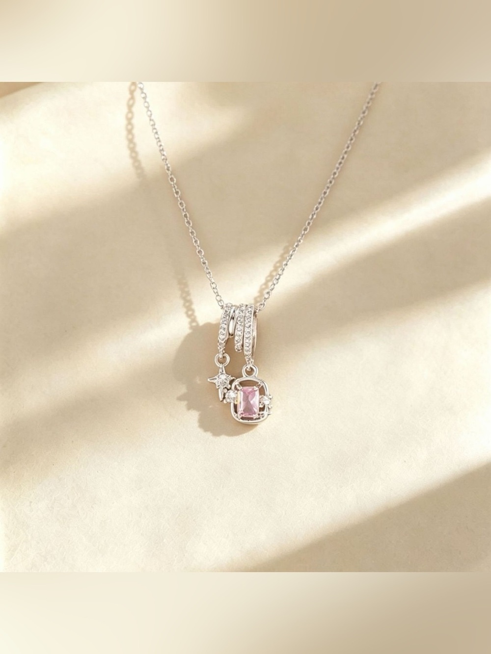 Sterling Silver Pink Gemstone Pendant Necklace